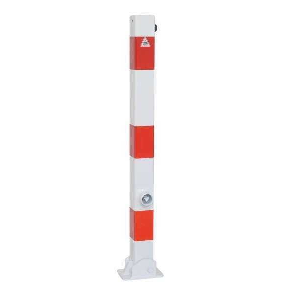 Anti-parkeerpaal neerklapbaar staal 70x70xH:900mm wit/rood m